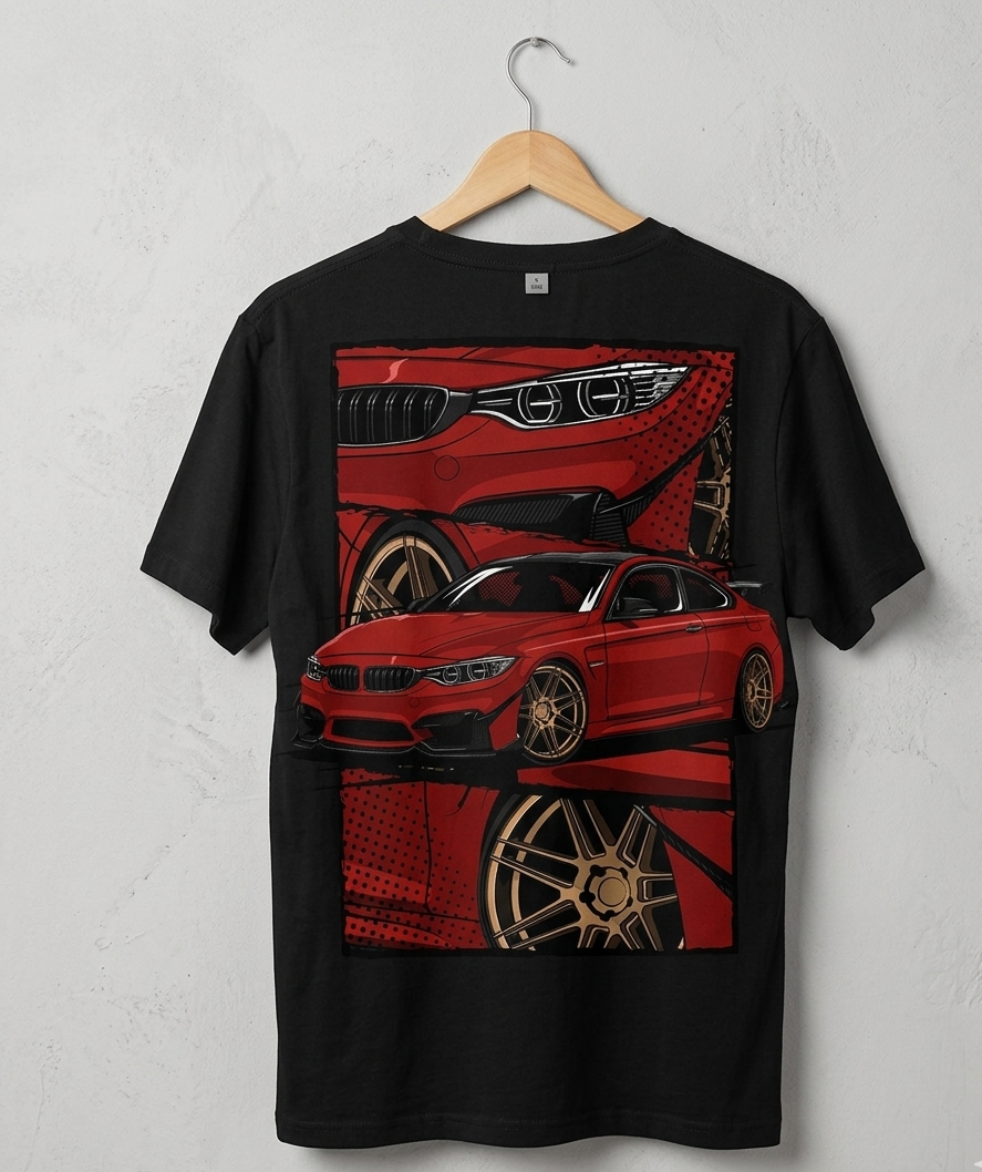 "M-Power" Comic Grid Graphic Tee – Matte Black