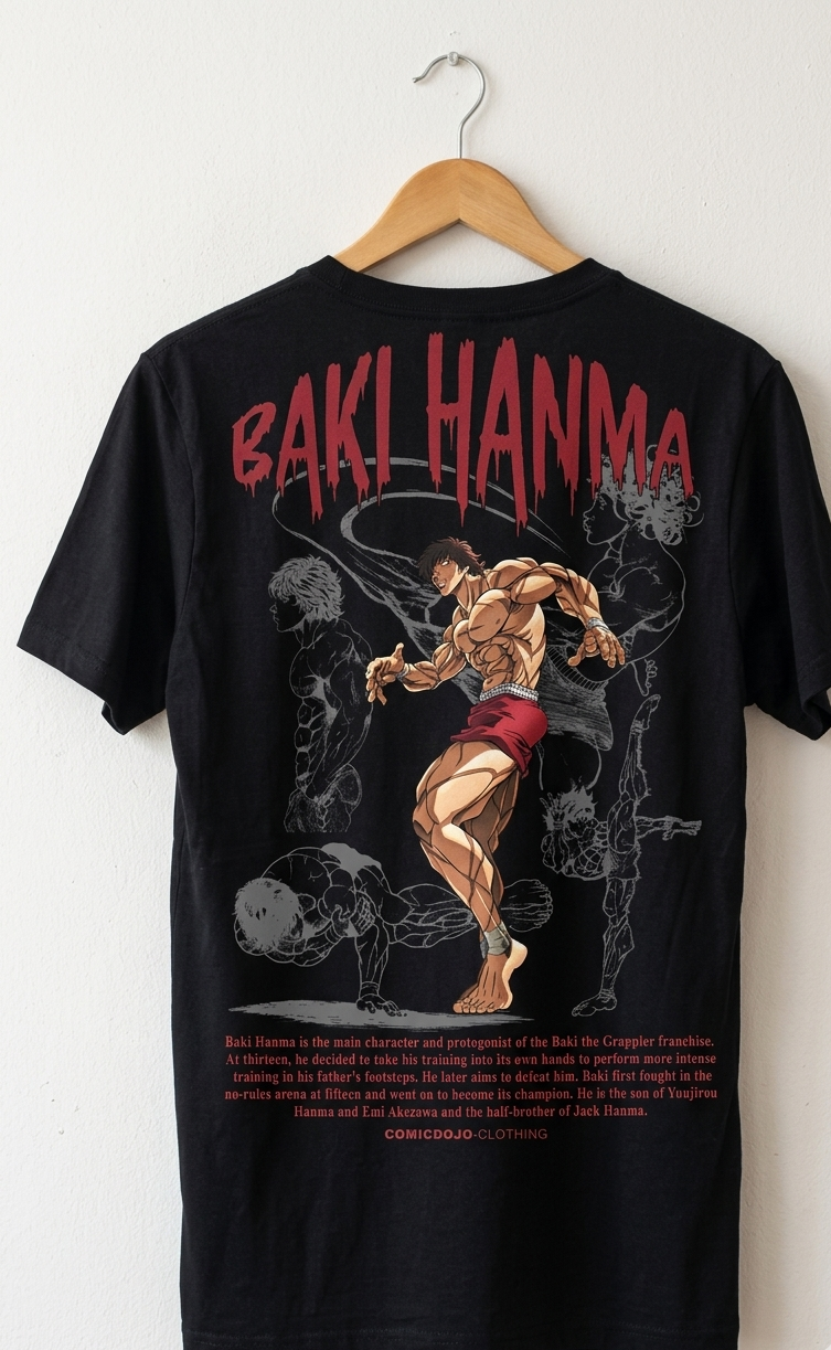 Baki Hanma "The Grappler" Graphic Tee – Pitch Black