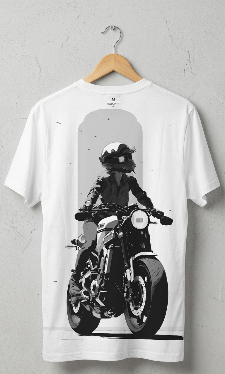 Cafe Racer Graphic Tee – Monochrome White