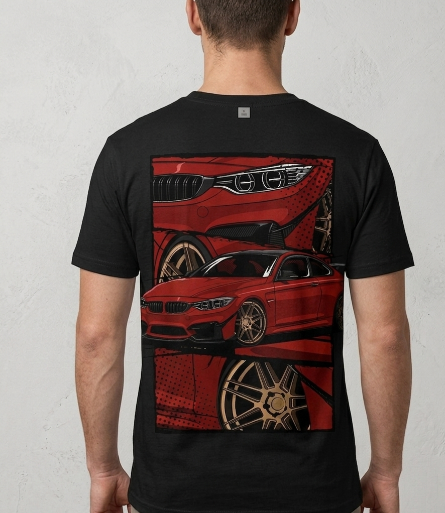 "M-Power" Comic Grid Graphic Tee – Matte Black