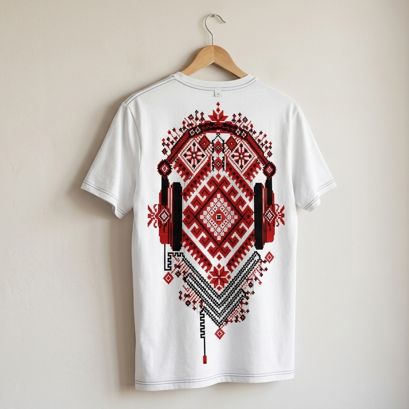 Pixel Heritage Regular Tee – Red & Black Pixel Art