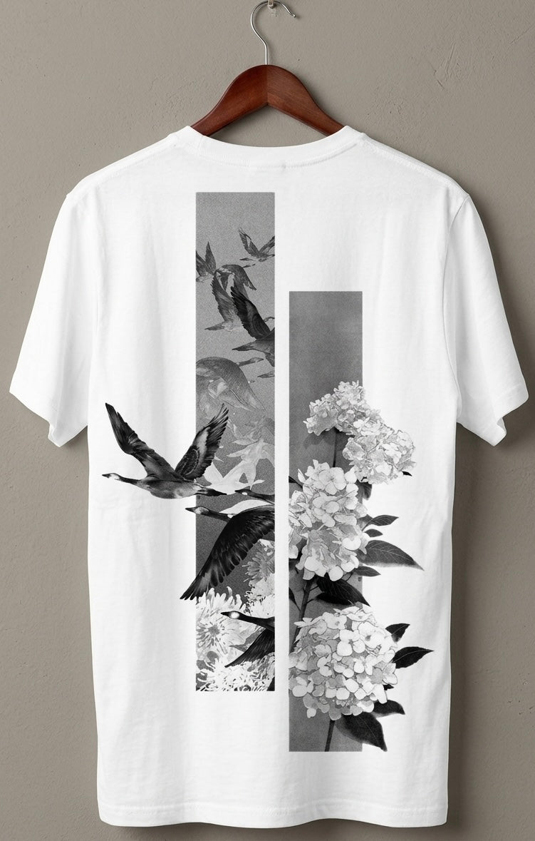 "Monochrome Flight" Japanese Aesthetic Print Graphic T-Shirt