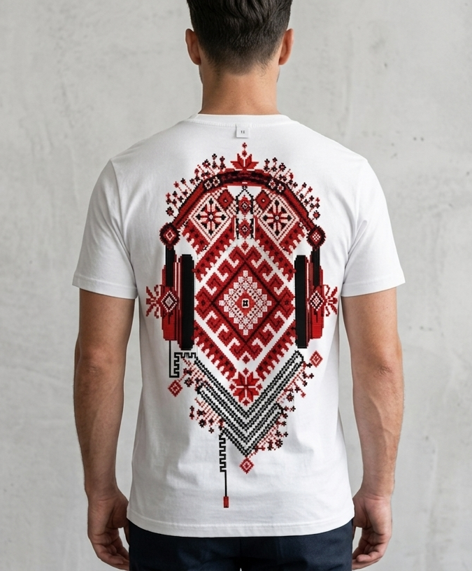 Pixel Heritage Regular Tee – Red & Black Pixel Art