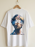 Men's Black/White Oversized Floral Boy Graphic Printed T-Shirt
