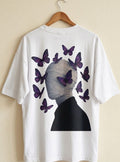 Men's White Oversized Blinded Men Graphic Printed T-Shirt