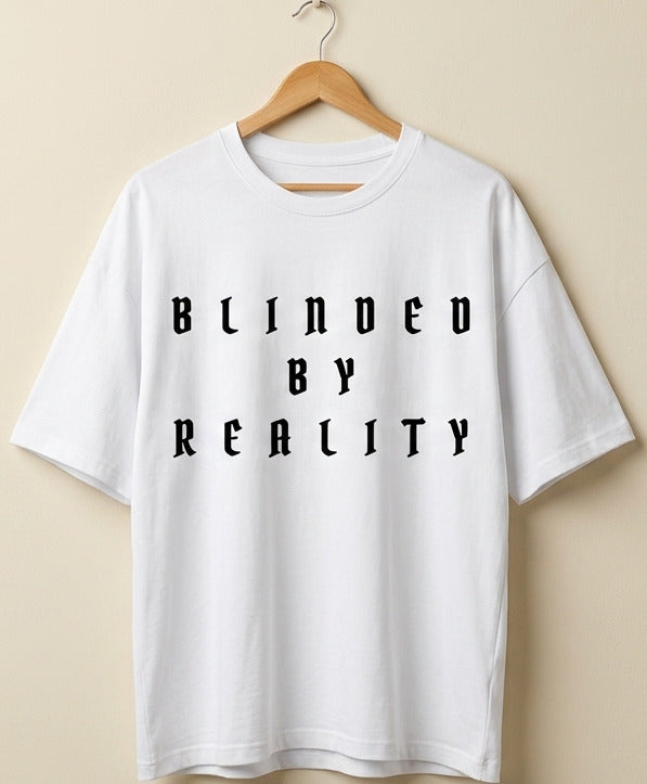 Men's White Oversized Blinded Men Graphic Printed T-Shirt
